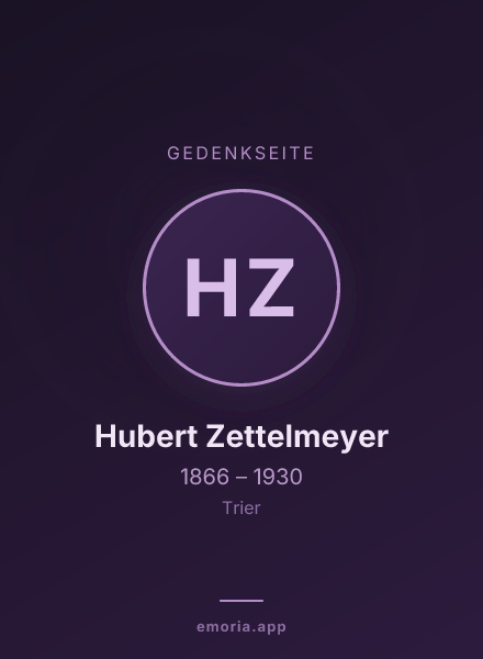 Gedenkportrait von Hubert Zettelmeyer