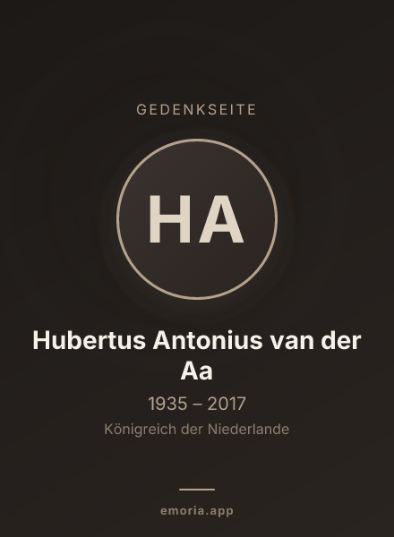 Gedenkportrait von Hubertus Antonius van der Aa