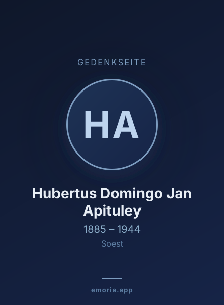 Gedenkportrait von Hubertus Domingo Jan Apituley