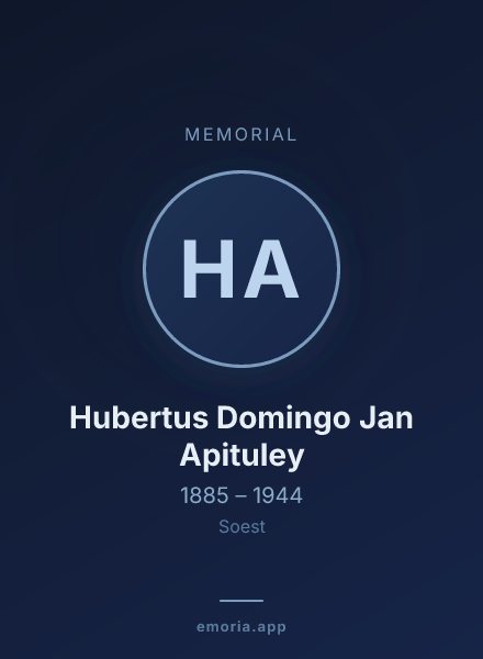 Memorial portrait of Hubertus Domingo Jan Apituley