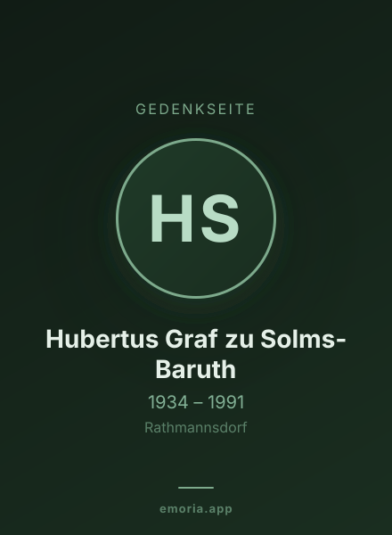 Gedenkportrait von Hubertus Graf zu Solms-Baruth