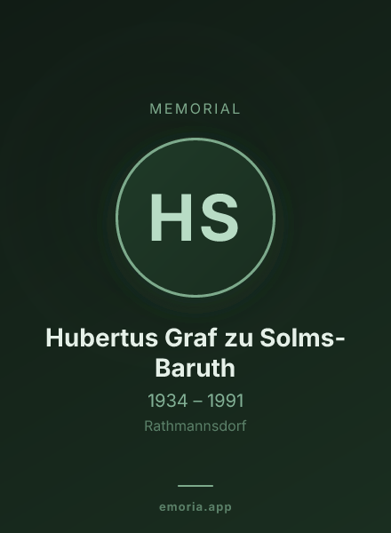 Memorial portrait of Hubertus Graf zu Solms-Baruth
