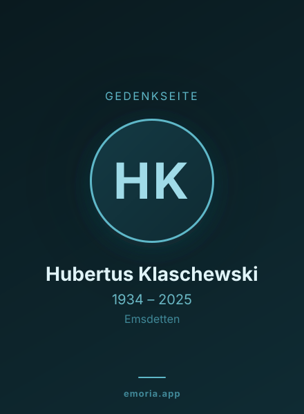 Gedenkportrait von Hubertus Klaschewski