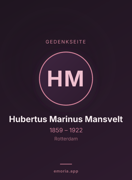 Gedenkportrait von Hubertus Marinus Mansvelt