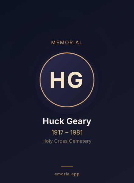 Memorial portrait of Huck Geary
