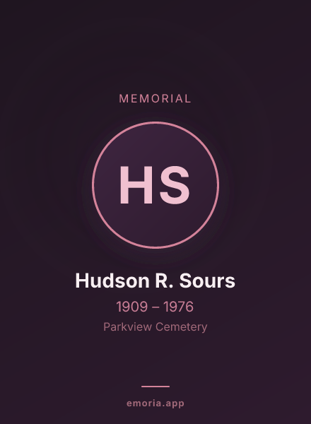 Memorial portrait of Hudson R. Sours