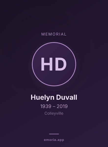 Memorial portrait of Huelyn Duvall