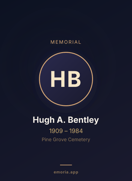 Memorial portrait of Hugh A. Bentley