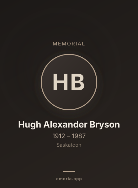 Memorial portrait of Hugh Alexander Bryson