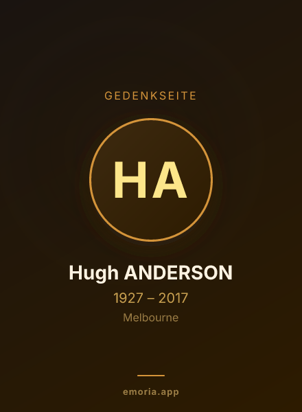 Gedenkportrait von Hugh ANDERSON