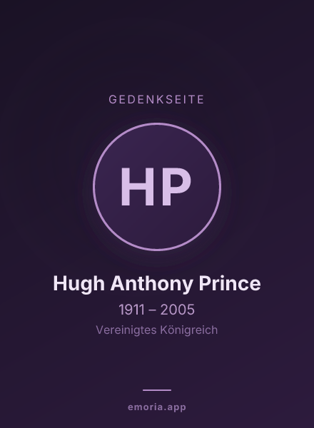Gedenkportrait von Hugh Anthony Prince