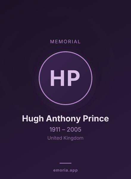 Memorial portrait of Hugh Anthony Prince