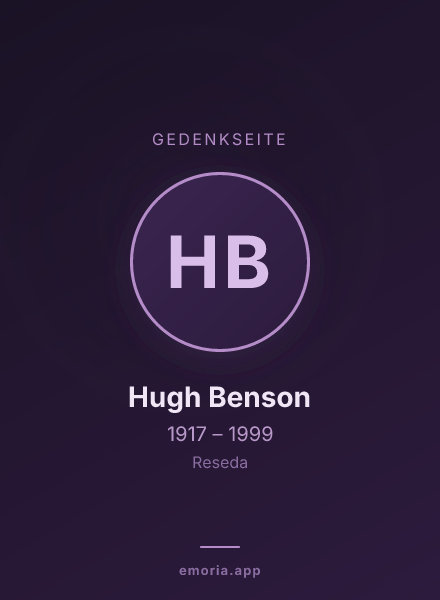 Gedenkportrait von Hugh Benson