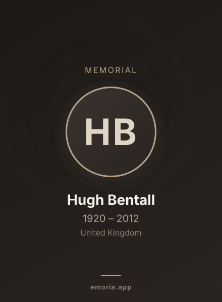 Memorial portrait of Hugh Bentall