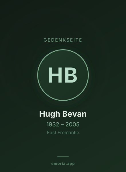 Gedenkportrait von Hugh Bevan