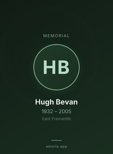 Memorial portrait of Hugh Bevan