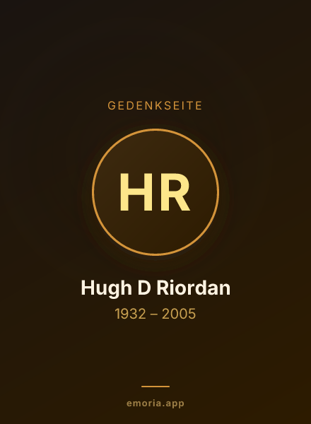 Gedenkportrait von Hugh D Riordan