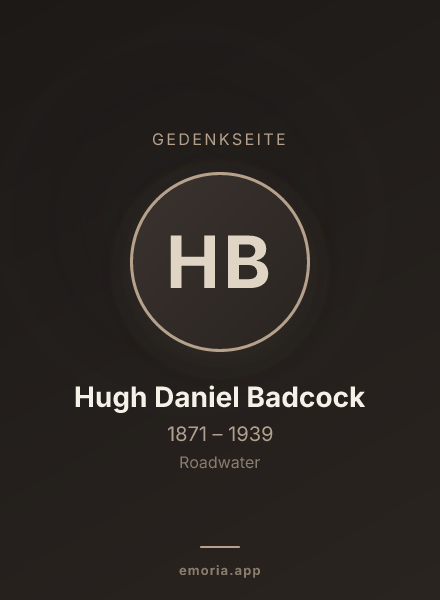 Gedenkportrait von Hugh Daniel Badcock