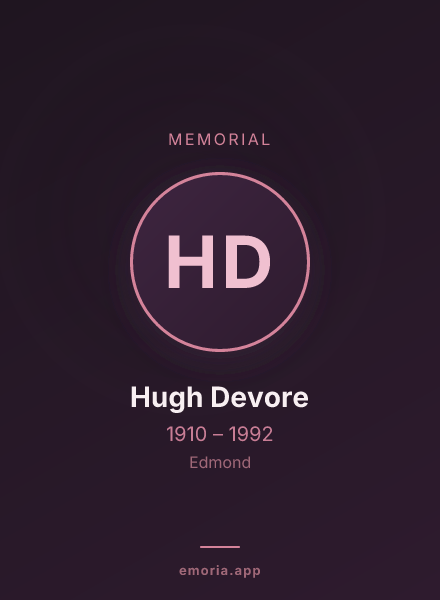 Memorial portrait of Hugh Devore