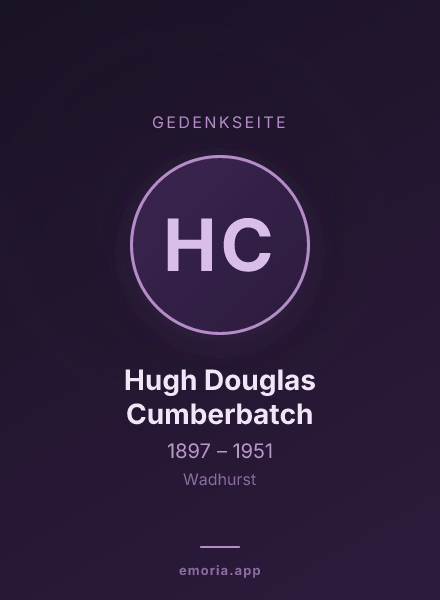 Gedenkportrait von Hugh Douglas Cumberbatch