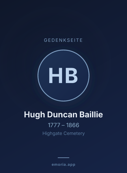Gedenkportrait von Hugh Duncan Baillie