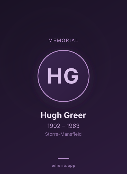 Memorial portrait of Hugh Greer
