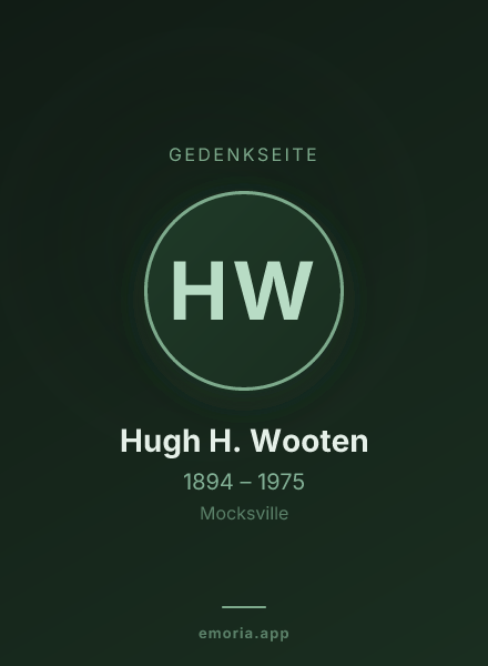 Gedenkportrait von Hugh H. Wooten