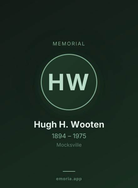 Memorial portrait of Hugh H. Wooten