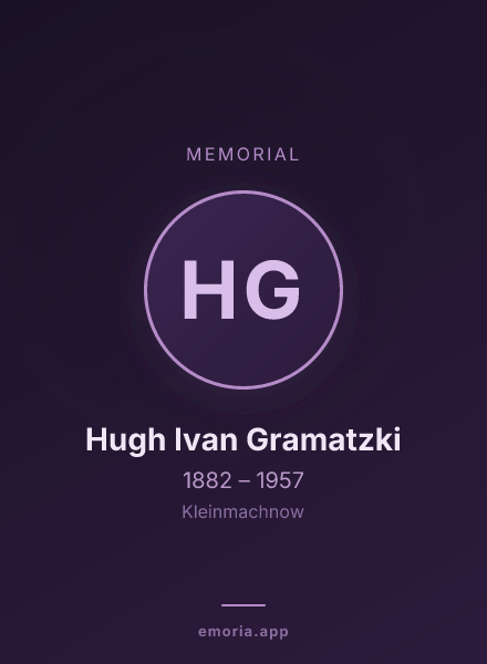 Memorial portrait of Hugh Ivan Gramatzki