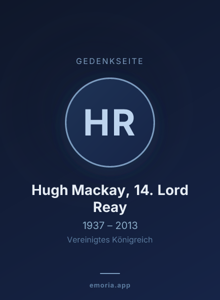Gedenkportrait von Hugh Mackay, 14. Lord Reay