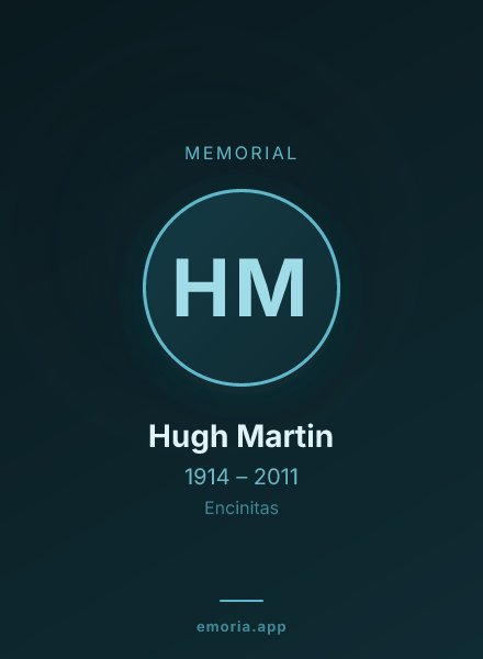 Memorial portrait of Hugh Martin