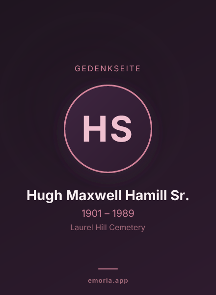 Gedenkportrait von Hugh Maxwell Hamill Sr.