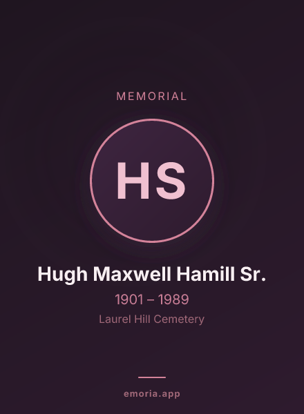 Memorial portrait of Hugh Maxwell Hamill Sr.