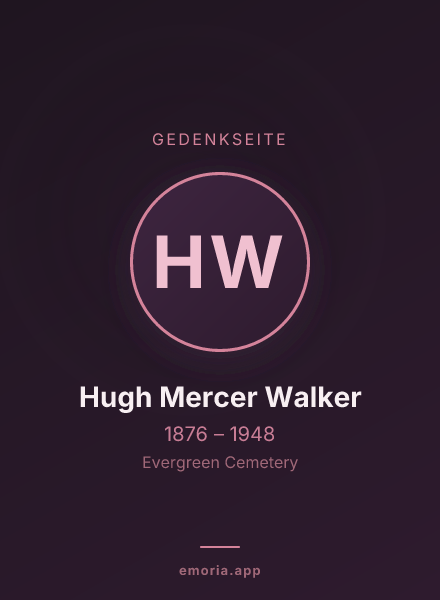 Gedenkportrait von Hugh Mercer Walker