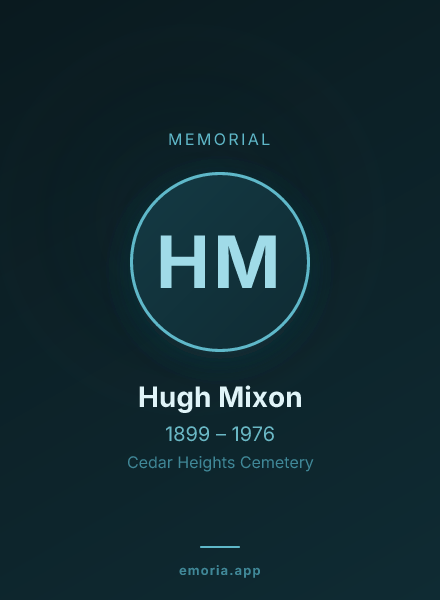 Memorial portrait of Hugh Mixon