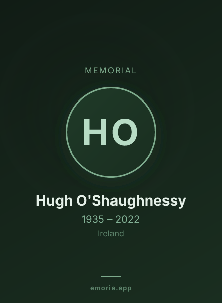 Memorial portrait of Hugh O'Shaughnessy