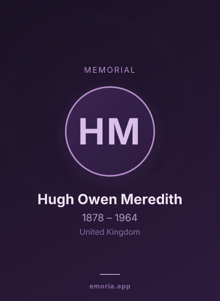 Memorial portrait of Hugh Owen Meredith