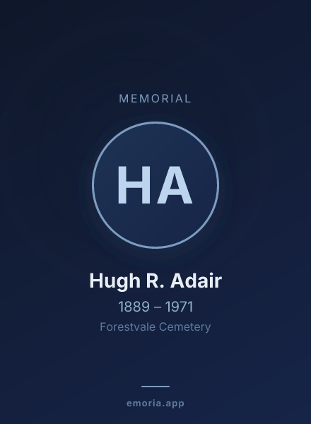 Memorial portrait of Hugh R. Adair