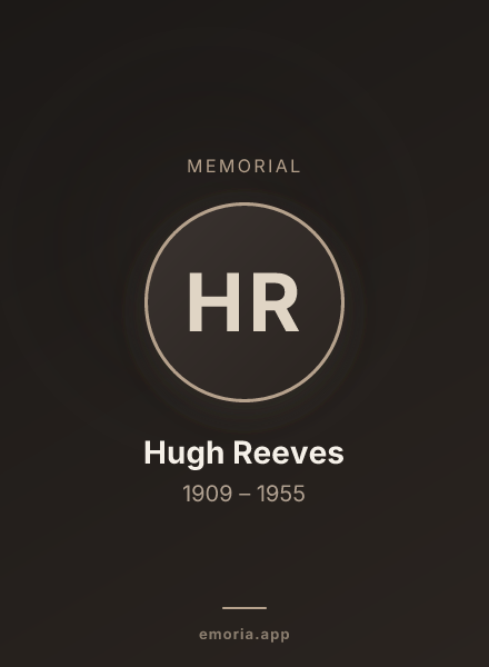 Memorial portrait of Hugh Reeves