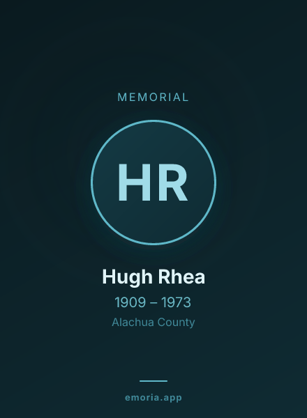 Memorial portrait of Hugh Rhea