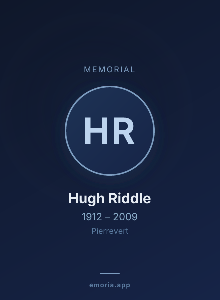 Memorial portrait of Hugh Riddle