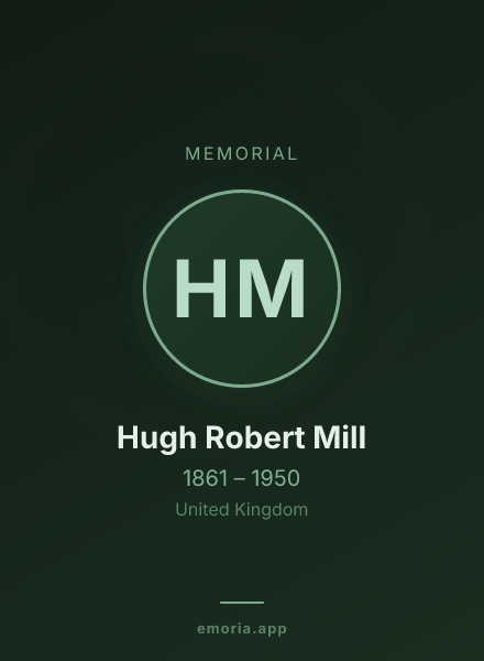 Memorial portrait of Hugh Robert Mill