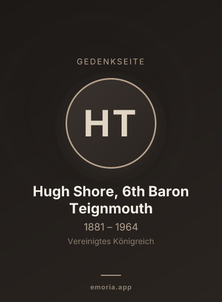 Gedenkportrait von Hugh Shore, 6th Baron Teignmouth