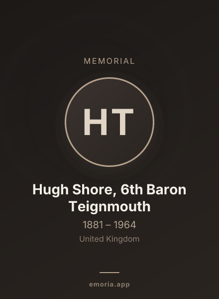 Memorial portrait of Hugh Shore, 6th Baron Teignmouth