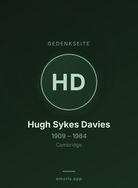 Gedenkportrait von Hugh Sykes Davies