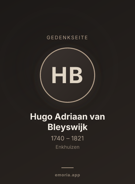 Gedenkportrait von Hugo Adriaan van Bleyswijk