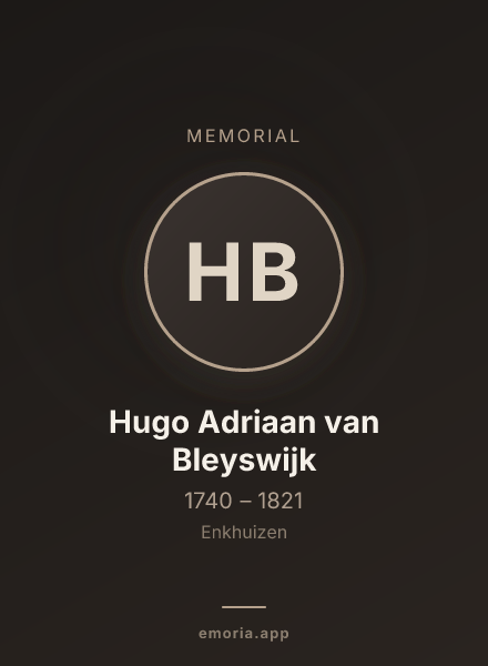 Memorial portrait of Hugo Adriaan van Bleyswijk