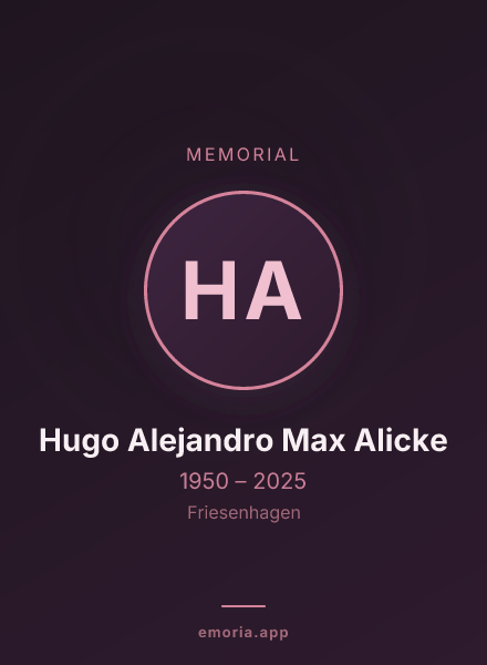 Memorial portrait of Hugo Alejandro Max Alicke
