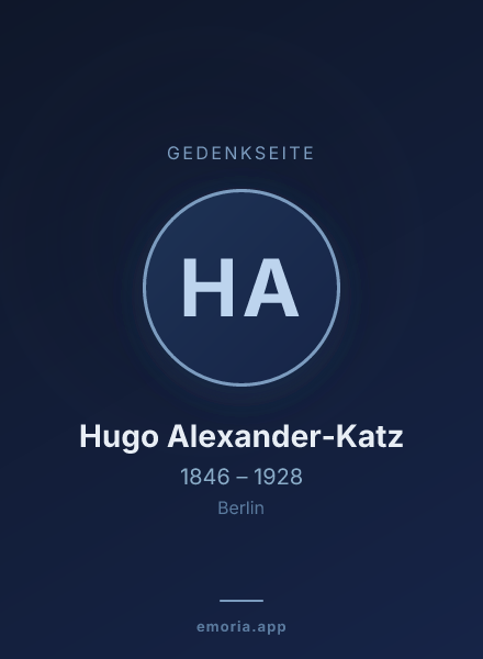 Gedenkportrait von Hugo Alexander-Katz