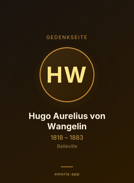 Gedenkportrait von Hugo Aurelius von Wangelin